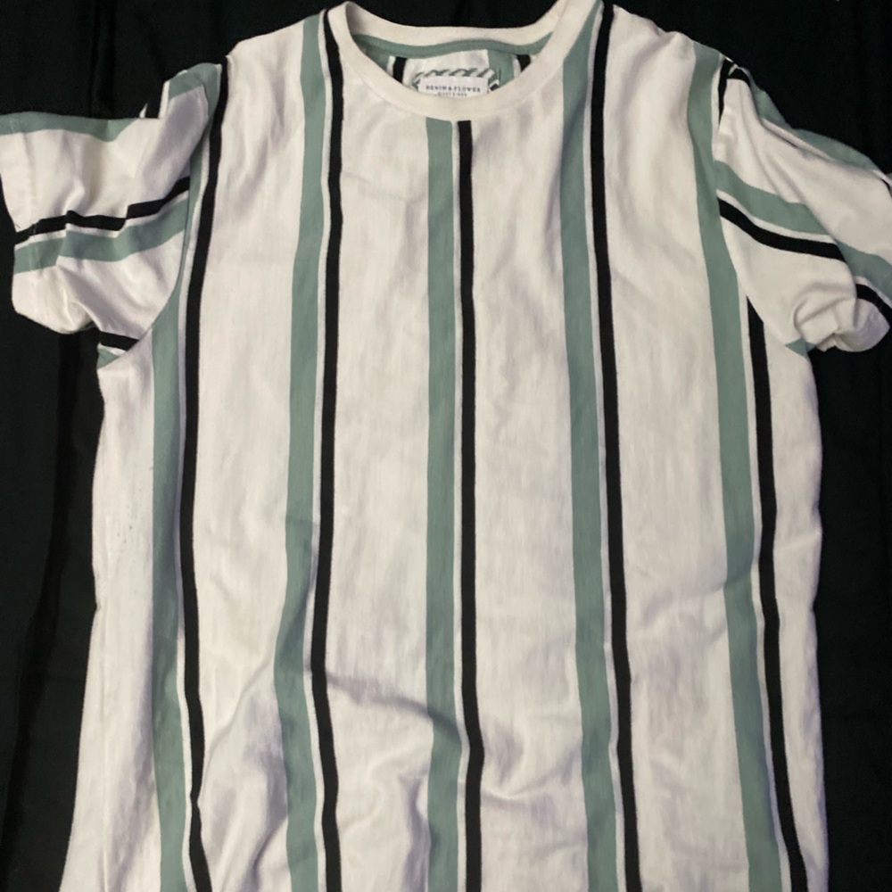 Striped White and Green T-Shirt